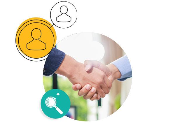 Two people shaking hands.